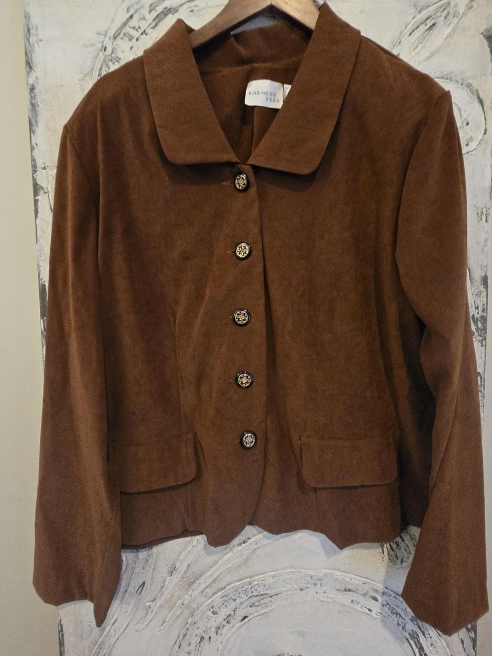 Women's Brown Suede Button-Front Blazer Jacket